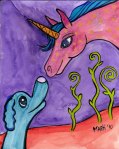 pink unicorn, blue dog